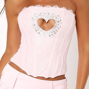 White Fox Boutique Pink Camisole with Heart Detail